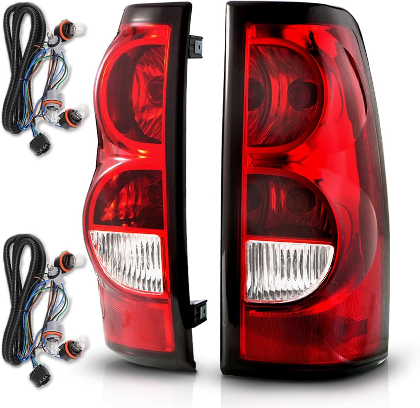 Replacement OE Style Taillights Rear Brake Lamp with Bulb and Harness Set For 2003-2006 Chevy Silverado