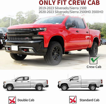 Drop Side Steps for 2019-2024 Chevy Silverado/GMC Sierra 1500, 2020-2024 Silverado/Sierra 2500HD 3500HD Crew Cab