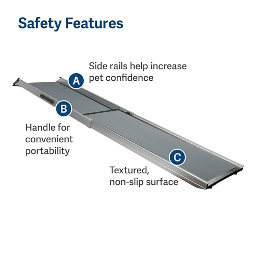 Telescoping Dog Ramp Extends from 39-71 Inches No Slip High Traction Surface Collapsible and Locking