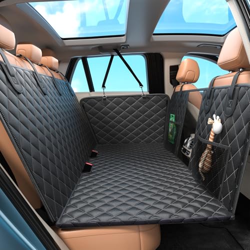 Dog Car Seat Cover for Back Seat with Mesh Window and Storage Pocket for Car SUV