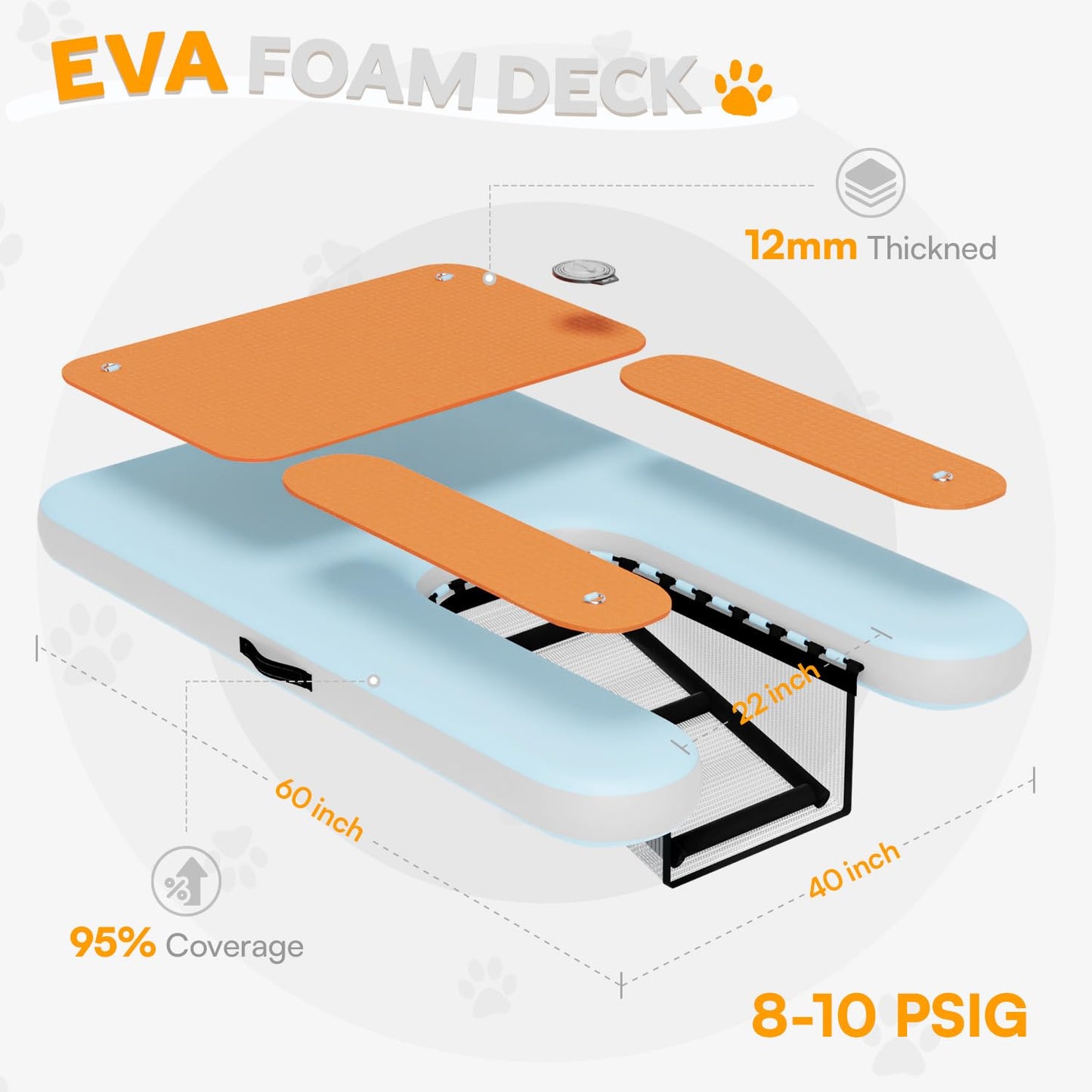 60×40" Dog Water Ramp | Dog Boat Ramp for Large Dogs Up to 230lbs