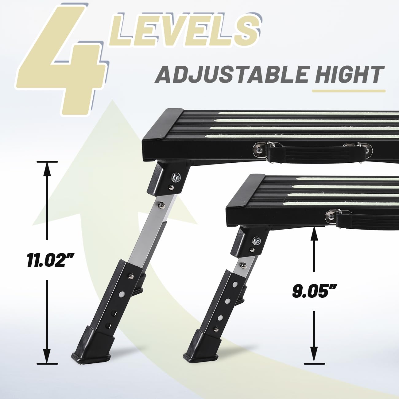 1000Lbs Heavy Duty Rv Steps, 4 Levels Adjustable Step Stool