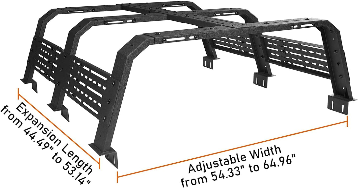 18.8" High Overland Bed Rack for 05-23 Toyota Tacoma 5' Bed Models and 20-24 Jeep Gladiator JT