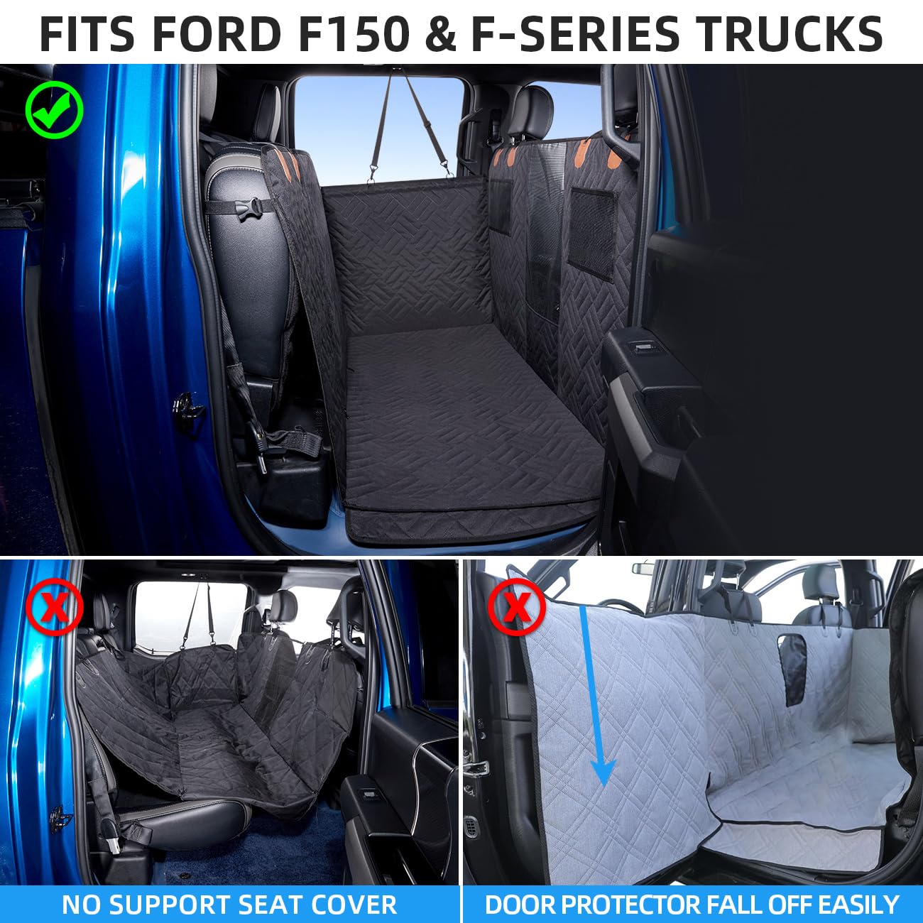 Dog Hammock for Truck,Back Seat Pet Cover for Dogs,Back Seat Extender for Truck F150 & F-Series, RAM1500