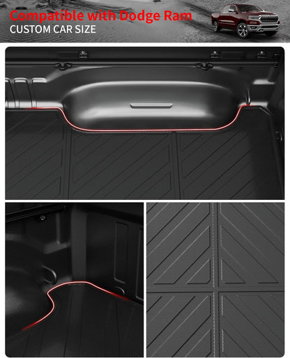 5.7 FT Truck Bed Mat Compatible with 2019-2024 Dodge Ram 1500 Bed Mat