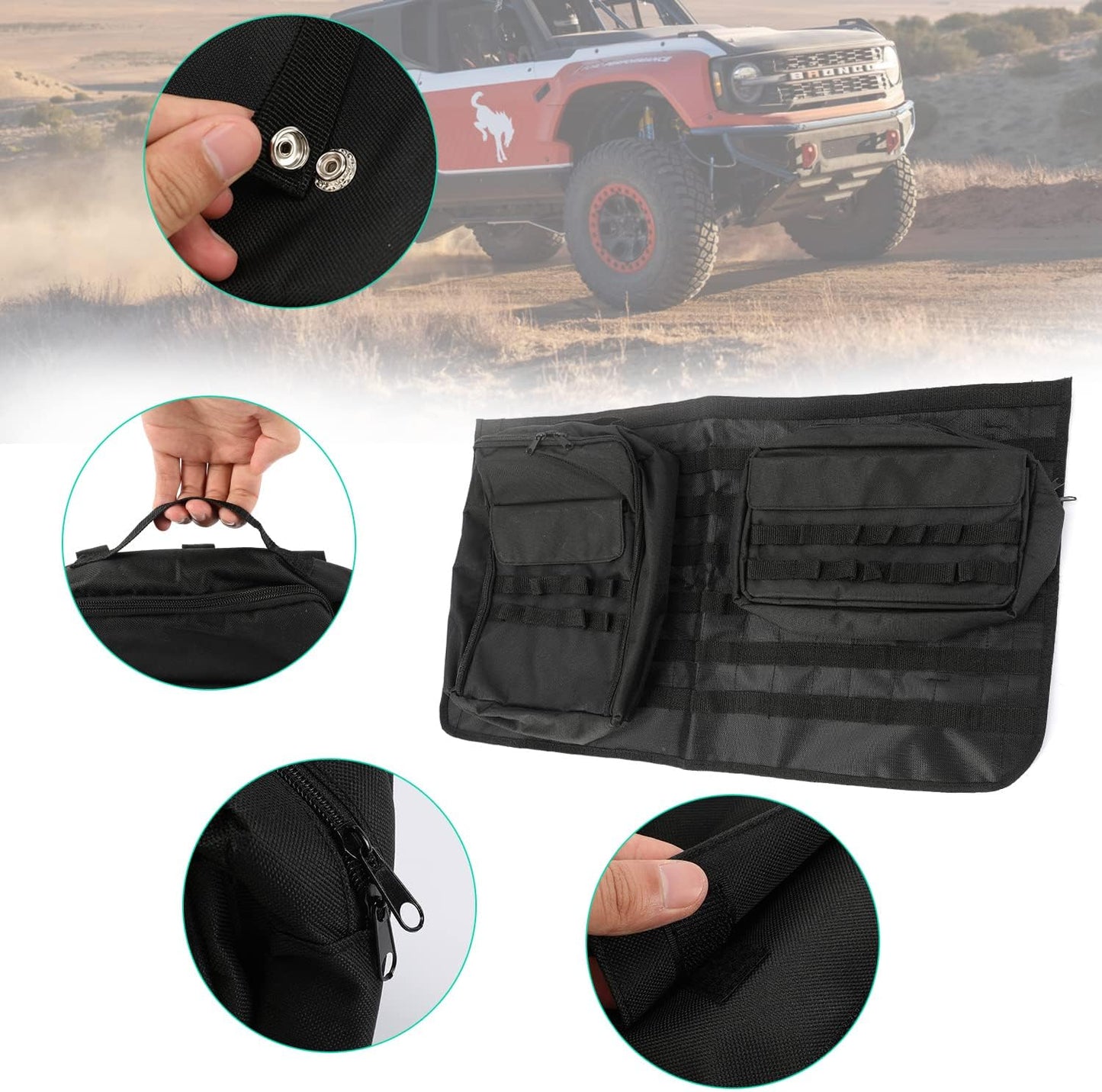 3Pcs Detachable Tailgate Storage Bags for 2021 2022 2023 2024 Ford Bronco 2/4 Door