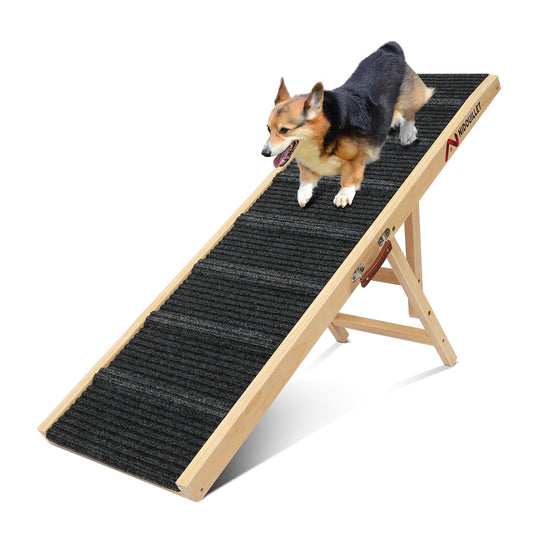 6 Adjustable Heights 47.2" Long Wooden Foldable Dog Ramp