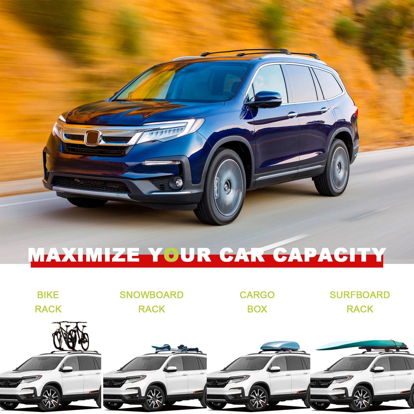 Roof Racks Cross Bars Fit for Honda Pilot 2016-2024