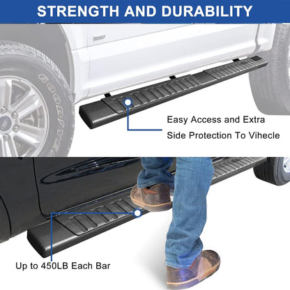 6.5 Inches  Running Boards for 2015-2024 Ford F-150 F-250 F-350 Super Duty Crew Cab 4-Door