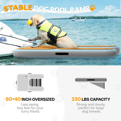 60×40" Dog Water Ramp | Dog Boat Ramp for Large Dogs Up to 230lbs