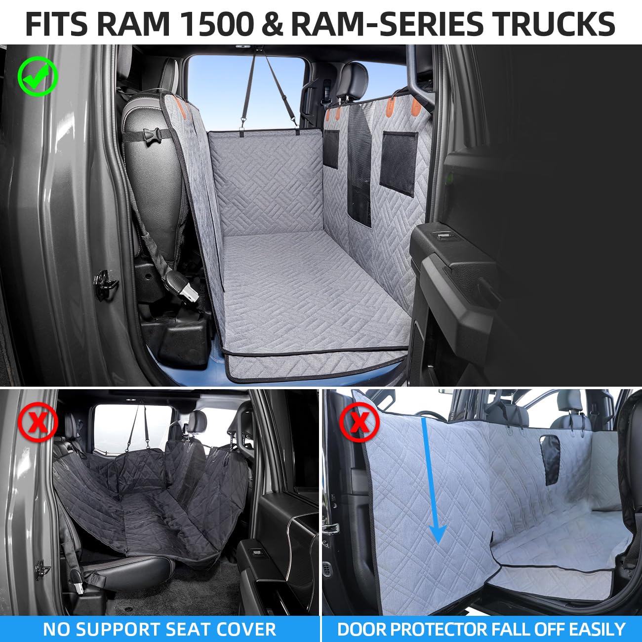 Dog Hammock for Truck,Back Seat Pet Cover for Dogs,Back Seat Extender for Truck F150 & F-Series, RAM1500