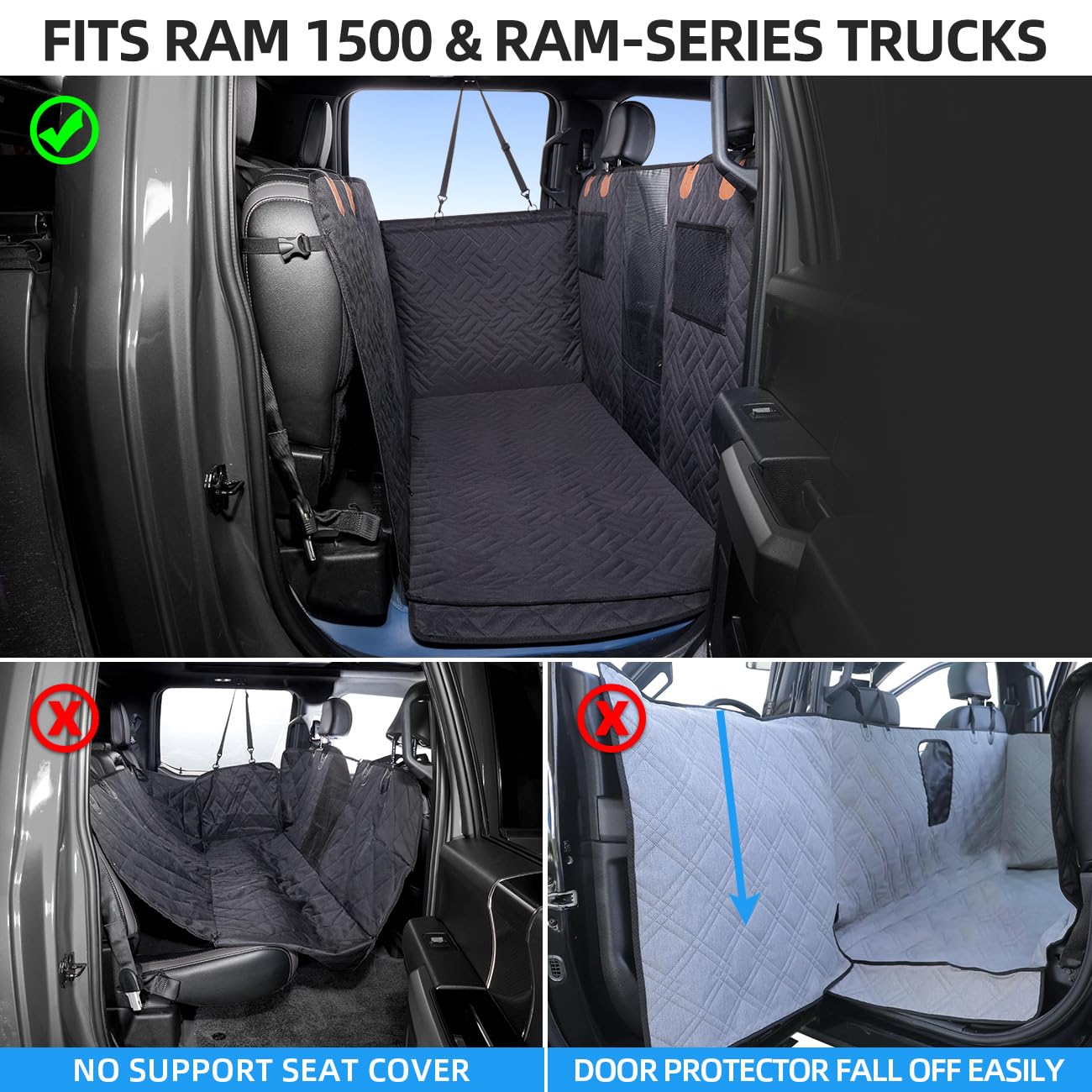 Dog Hammock for Truck,Back Seat Pet Cover for Dogs,Back Seat Extender for Truck F150 & F-Series, RAM1500