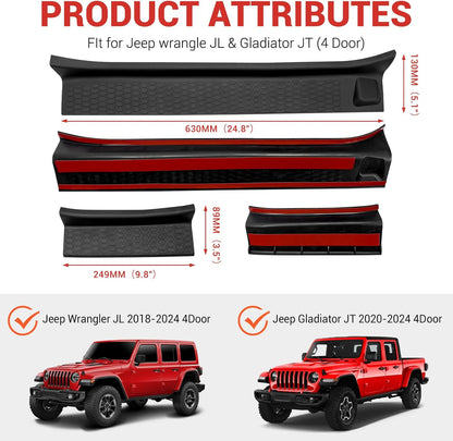 Door Sill Guards Kit Fit for 2018-2024 Jeep Wrangler JL Unlimited