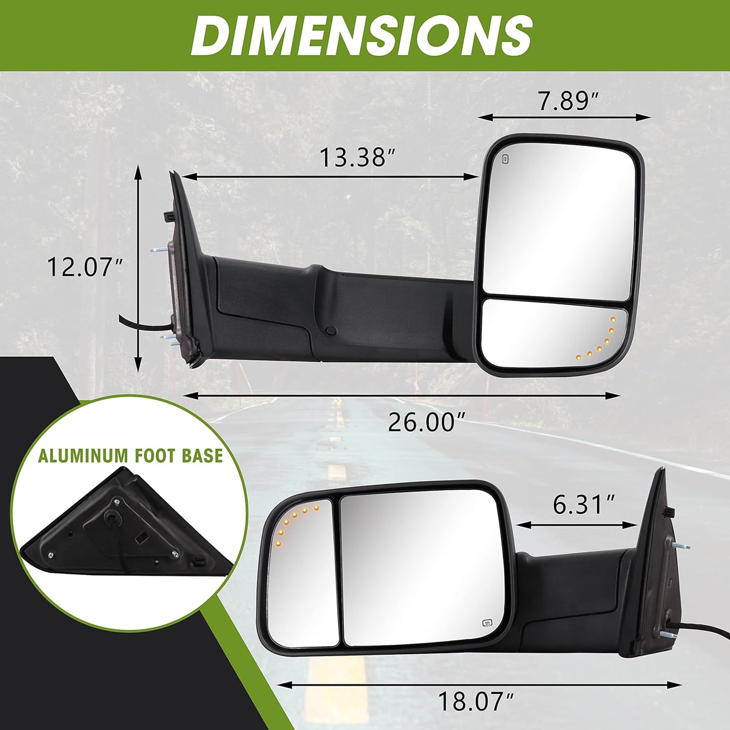 Power Heated Mirror Compatible for 2009-2018 Ram 1500 2500 3500/Classic 2019-2023