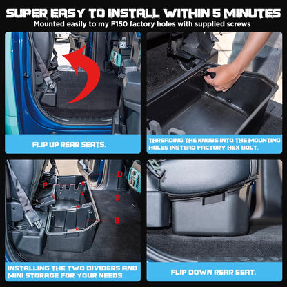 Underseat Storage Compatible with 2015-2024 F-150 F250 F350 F450 F550