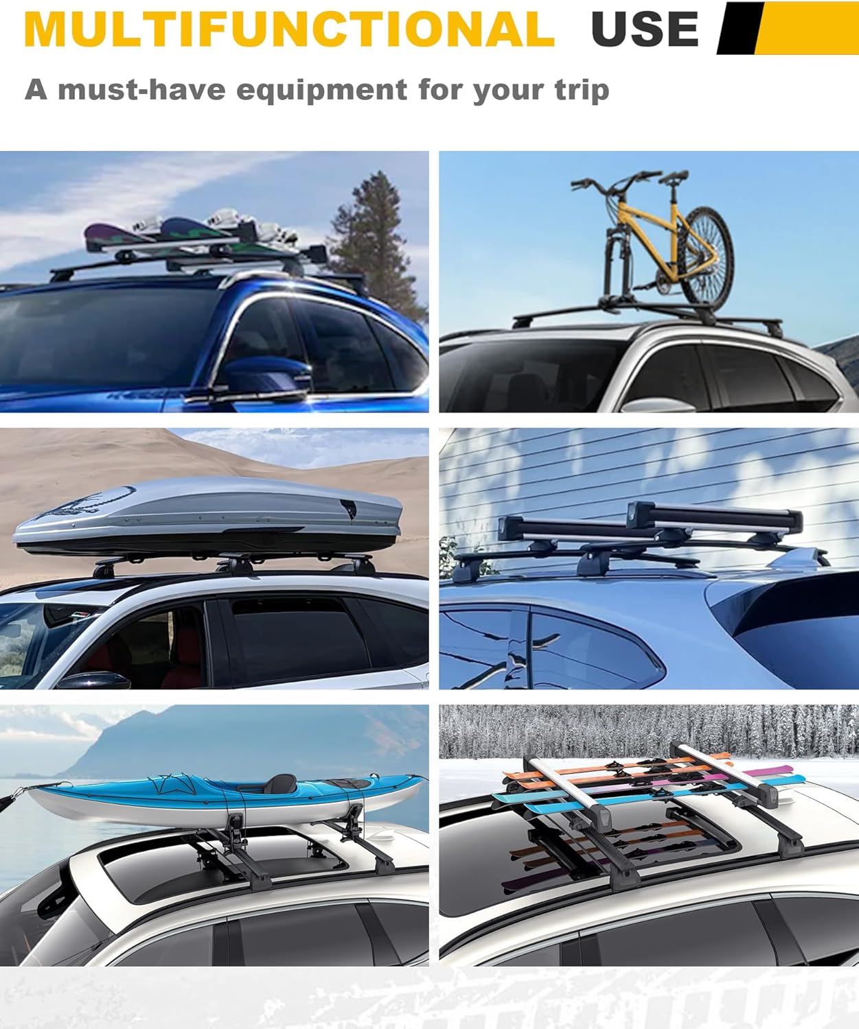 330LBS Cross Bars Roof Rack Fit for 2021-2025 Chevrolet Tahoe, GMC Yukon & Yukon XL, Chevrolet Suburban, Cadillac Escalade ESV Lockable Crossbars Carrier Cargo Bar Luaggage Rack Accessories