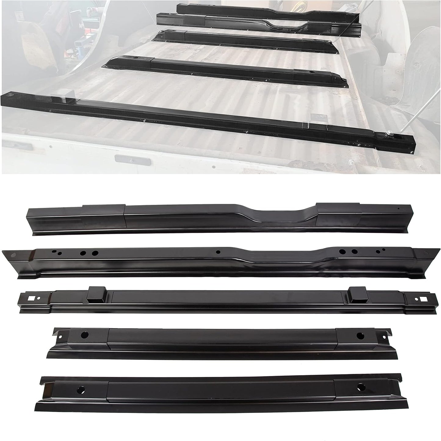 5 Steel Rails Truck Bed Crossmember Compatible with 1999-2018 Ford F250 F350 2008-2016 Ford F450