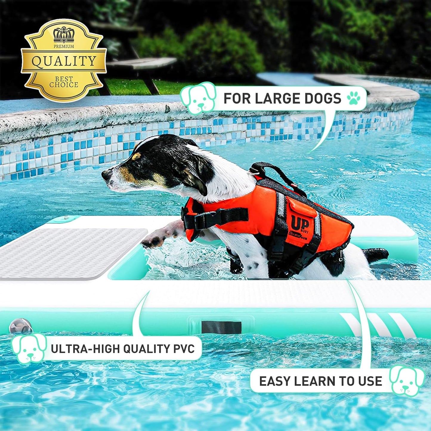 Inflatable Large Dog Float Floating Ramp Pets Up to 220 Pounds Large Dogs