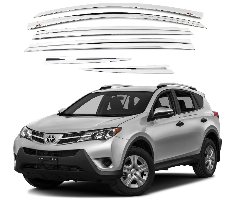 Tape-On Rain Guards Window Visors 6 Pcs Set For Toyota Rav4 2013-2024