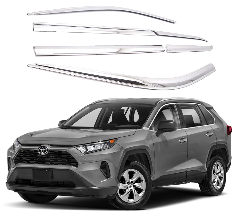 Tape-On Rain Guards Window Visors 6 Pcs Set For Toyota Rav4 2013-2024