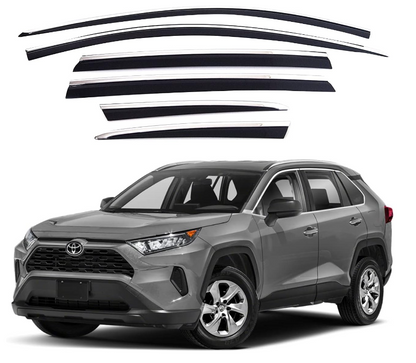 Tape-On Rain Guards Window Visors 6 Pcs Set For Toyota Rav4 2013-2024