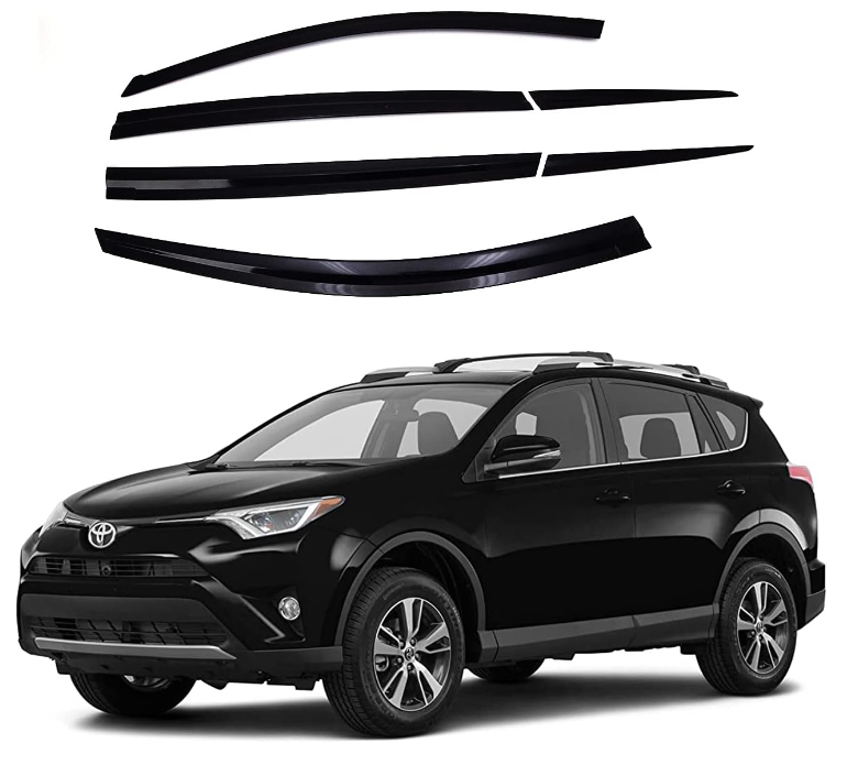 Tape-On Rain Guards Window Visors 6 Pcs Set For Toyota Rav4 2013-2024