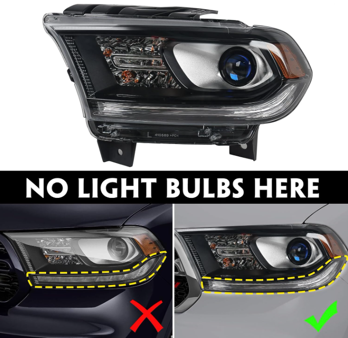 Halogen Headlight Assembly Compatible With Dodge Durango 2014-2020