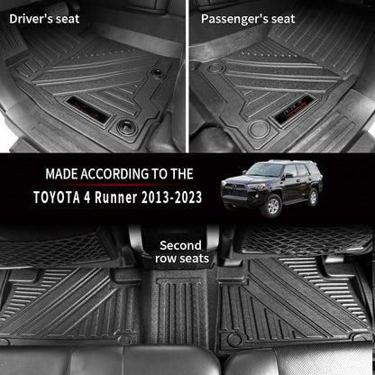 5 Seats Floor Mats Cargo Trunk Liner and Rear Seat Backrest Mats for 2013-2023 2024 Toyota 4Runner