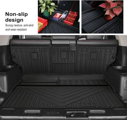 5 Seats Floor Mats Cargo Trunk Liner and Rear Seat Backrest Mats for 2013-2023 2024 Toyota 4Runner