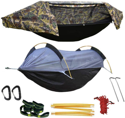 4 Ways for Using 440lbs Camping Hammock Tent with Mosquito Net and Rain Fly Cover