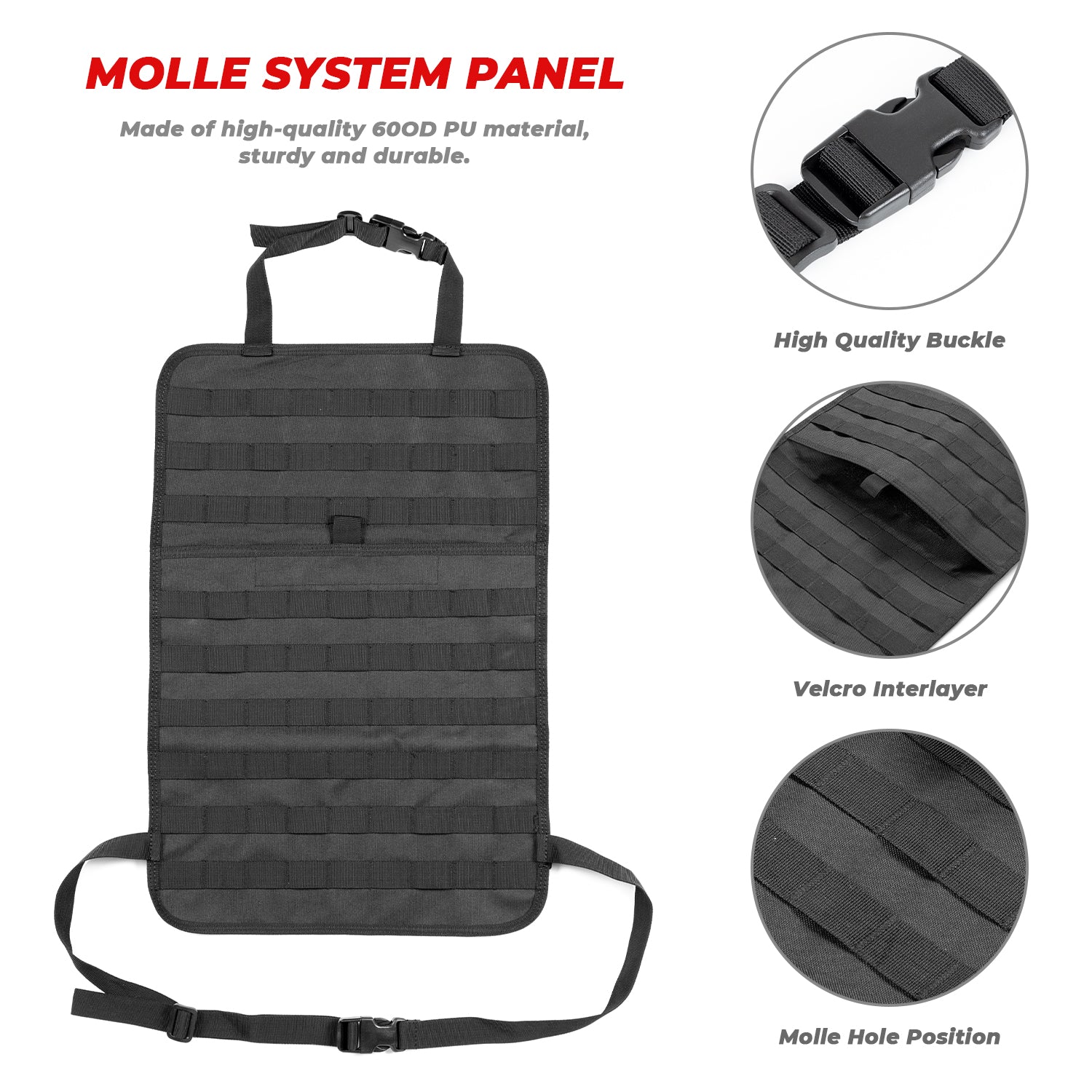  Universal Tactical Seat ​Back Organizer Vehicle Molle Panel Organizer  Storage Bag with 5 Detachable Molle Pouch, Khaki : Sports & Outdoors