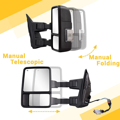 C-type Smoke Lens Upgrade Towing Mirrors for 1999-2016 F250 F350 F450 F550 with Power Glass