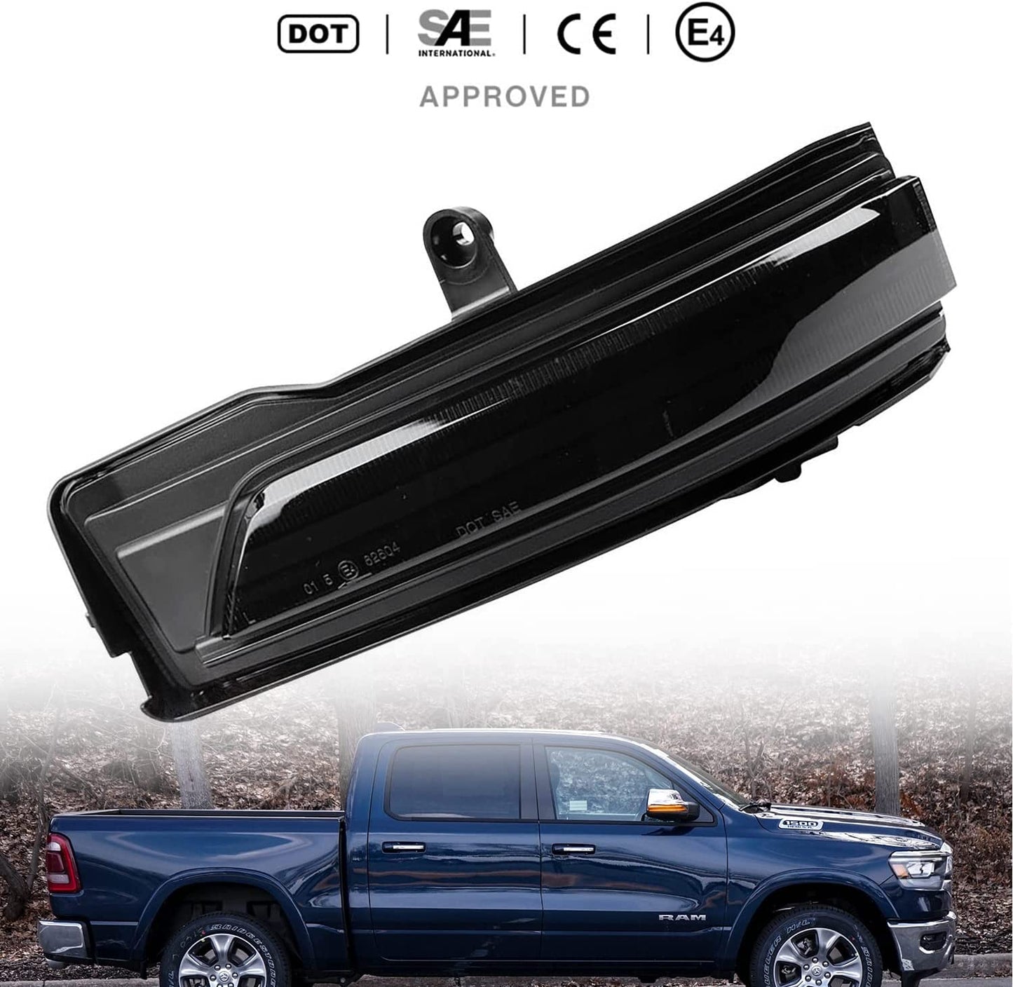 5th Gen Sequential LED Side Mirror Marker Lights for 2019-2022 Dodge RAM 1500 Pickup