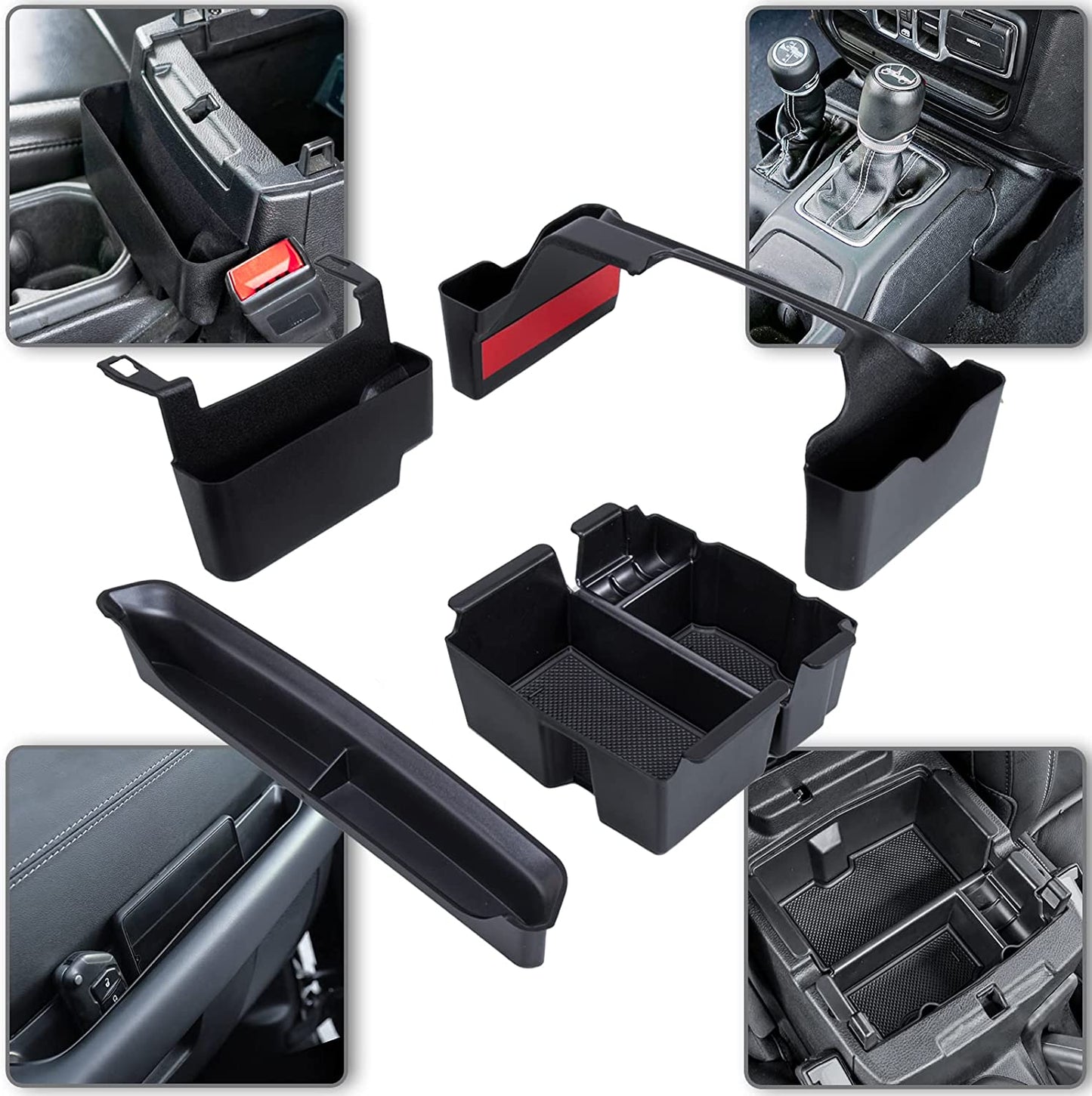 4pcs Center Console Organizer 2018-2024 Jeep Wrangler JL JLU Jeep Gladiator JT