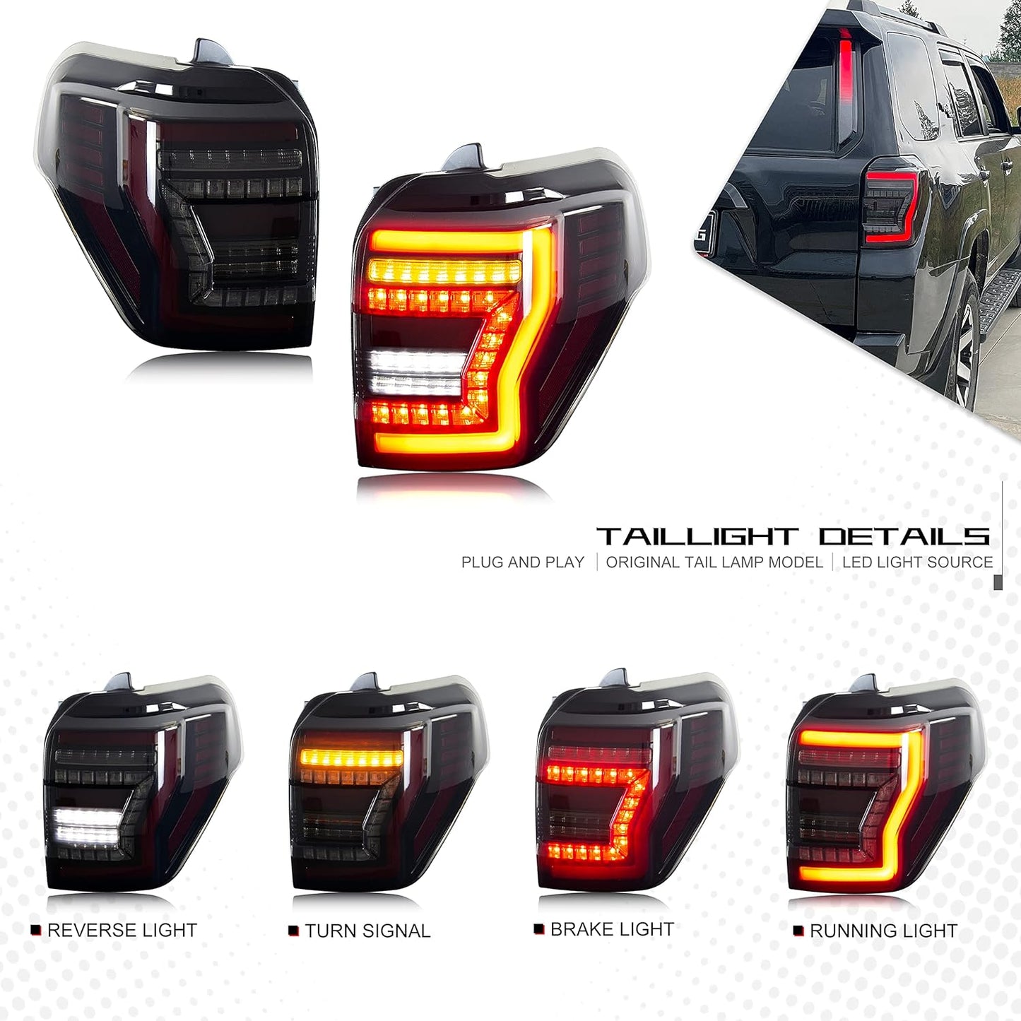 LED Tail Lights for Toyota 4Runner 2003-2009 4th GEN 4-Runner Start-up Animation Sequential